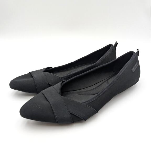 Anne Klein Oval Women's Pointed Toe Ballet Flats Slip-On Black Size US10M EU40 - Picture 1 of 11
